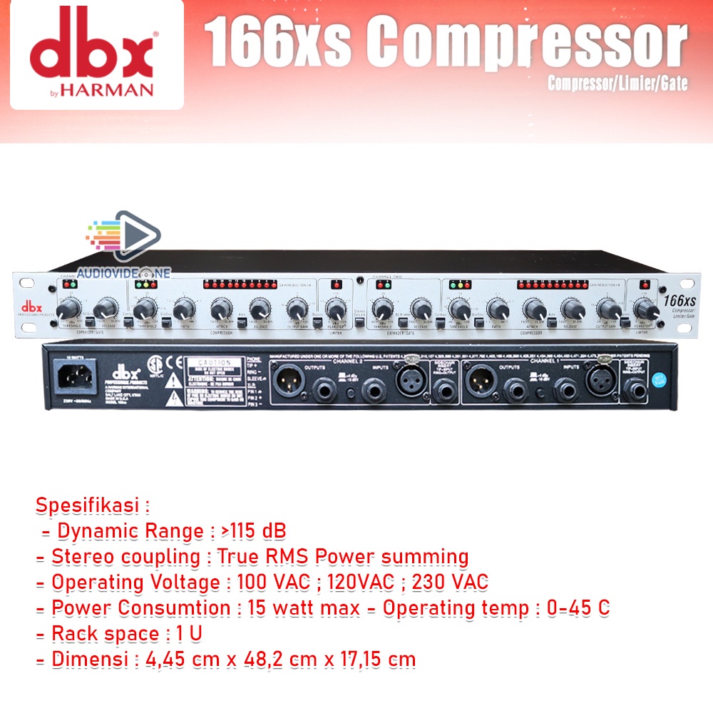 Compressor Limiter DBX 166XS Limiter Kompresor Gate Control Dinamika Audio