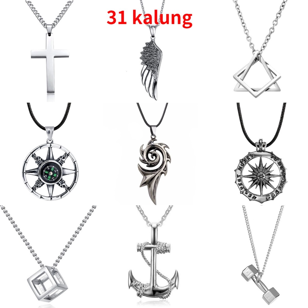 Kalung Liontin Jangkar Geometris Logo Naruto Bulu Bahan Alloy Gaya Retro Hip-Hop Untuk Pria