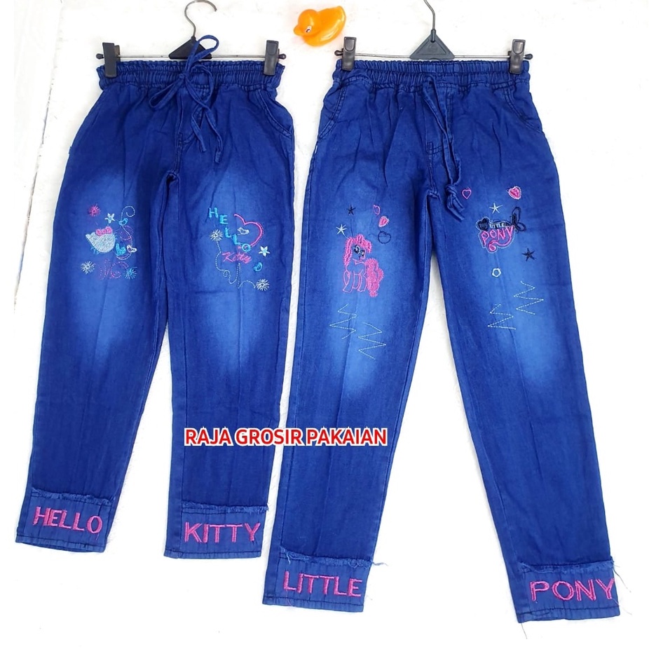 Celana Jeans Anak Stik Balik Bordir Usia 5-14 Thn / Bisa Pilih Gambar Bordirnya / Jeans Premium