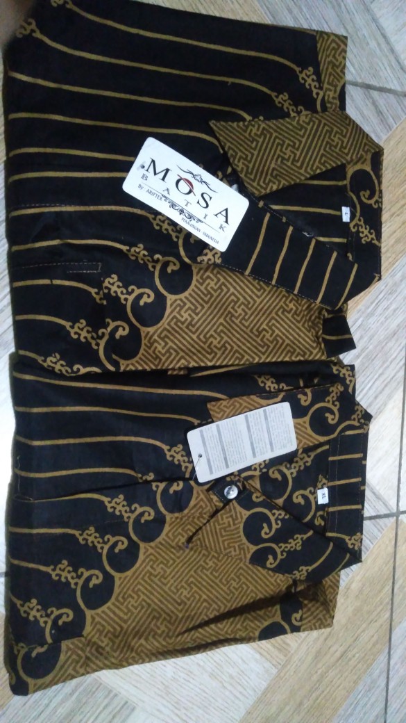 Atasan Kemeja Batik Mosa Hem Pria Lengan Panjang, Motif Mega Mendung Biru Batik Pekalongan -kemeja