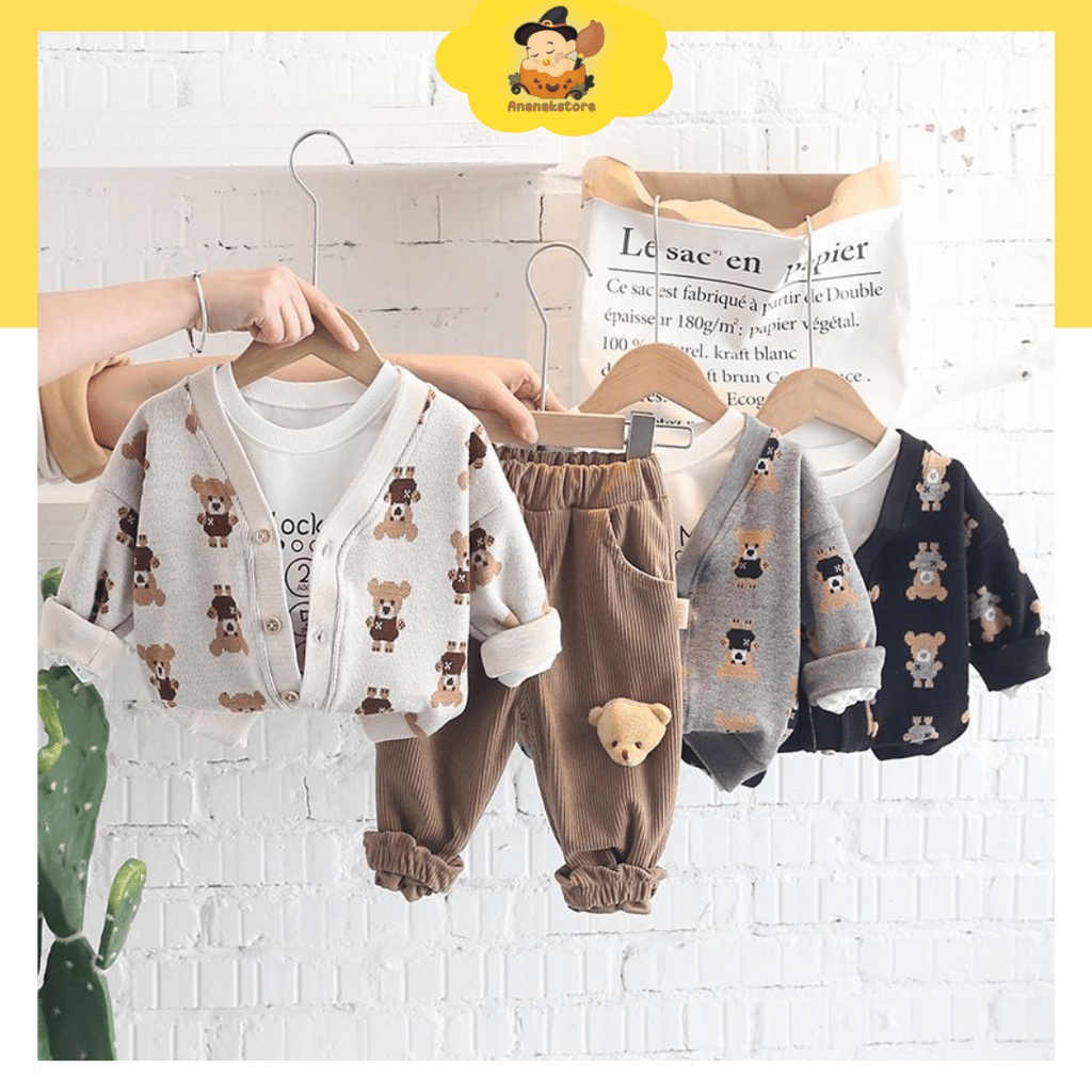 [COD] Baju Sweater anak laki laki lucu premium MODEL 3DBEAR/ 3in1 keren korean impor 0-5 Tahun/AnanakStore