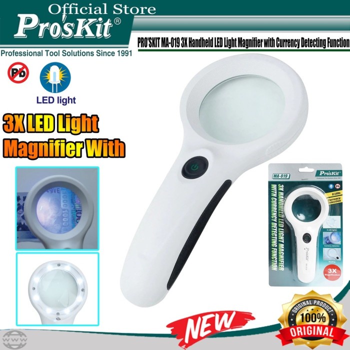 

KACA PEMBESAR PROSKIT MA-019 3X Handheld LED Light Magnifier ORIGINAL