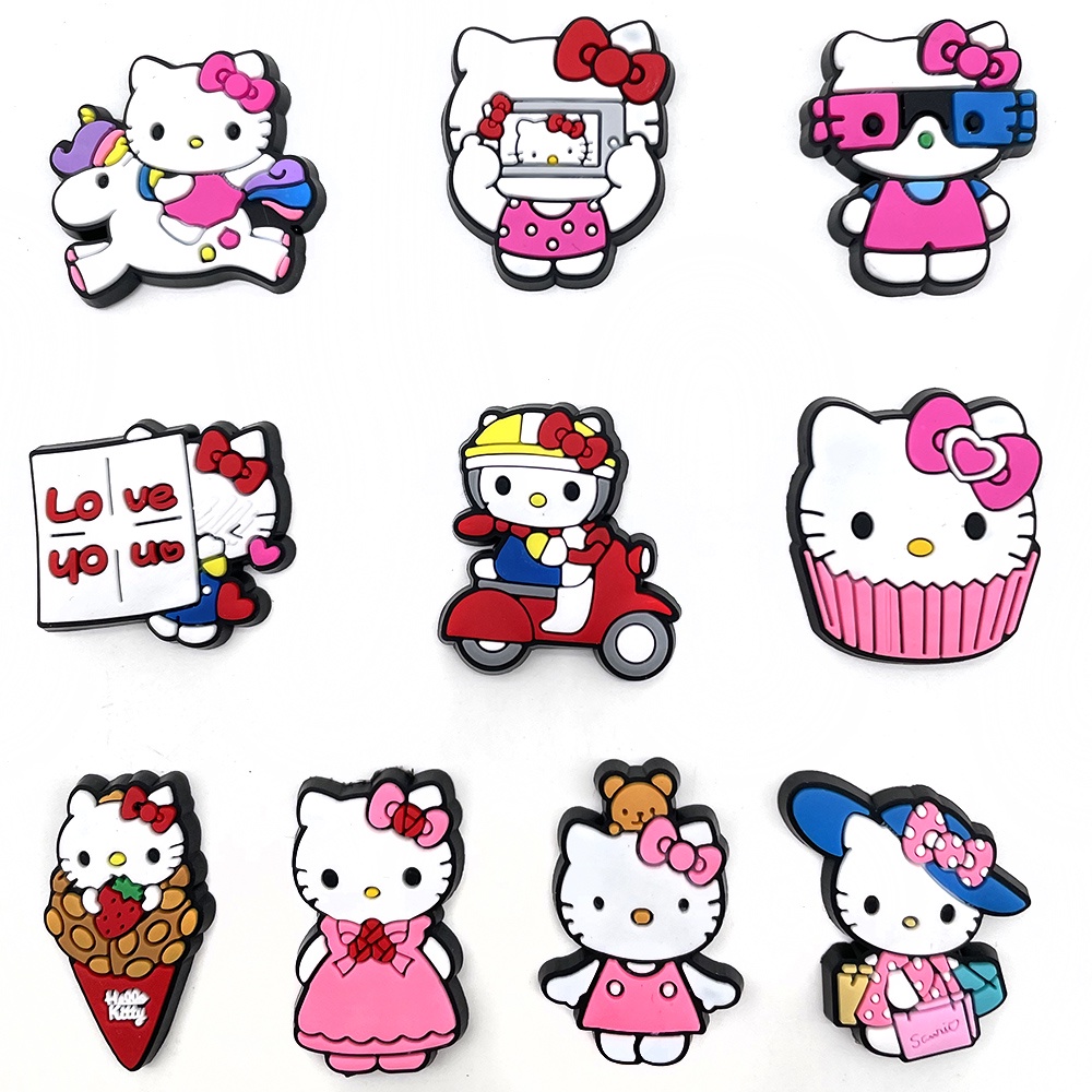 Hello kitty imut shoe charms Jibbitz Crocs Pin kucing kartun Lubang Sepatu Accessories DIY Dapat Dilepas decorate sandal anak Hadiah