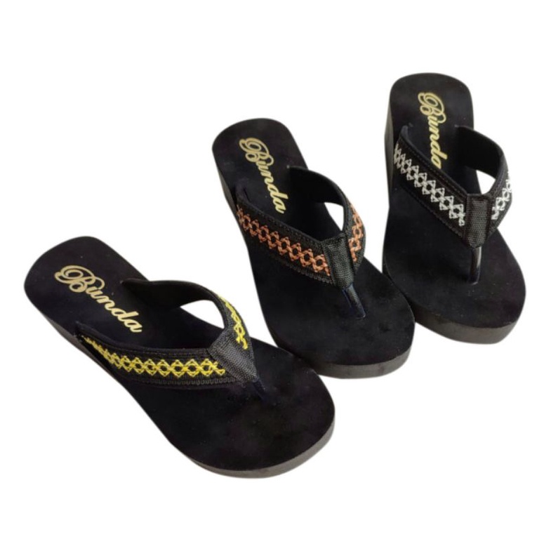 Sandal Wedges Spon Variasi  Pita Kotak