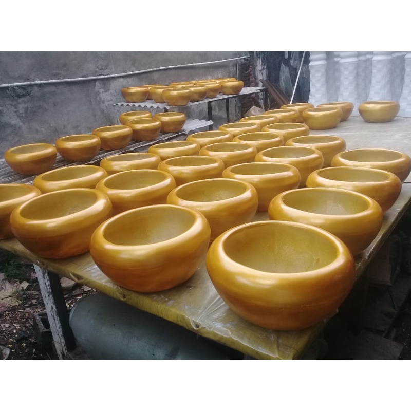 VAS ANGGREK MANGKOK vas anggrek gubahan vas gentong pot anggrek gold pot bulat gold