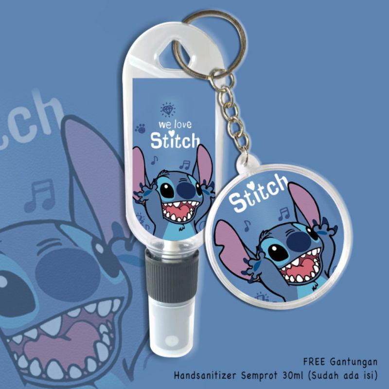 HAND SANITIZER LIL STITCH SPRAY 30ML + FREE GANTUNGAN KUNCI