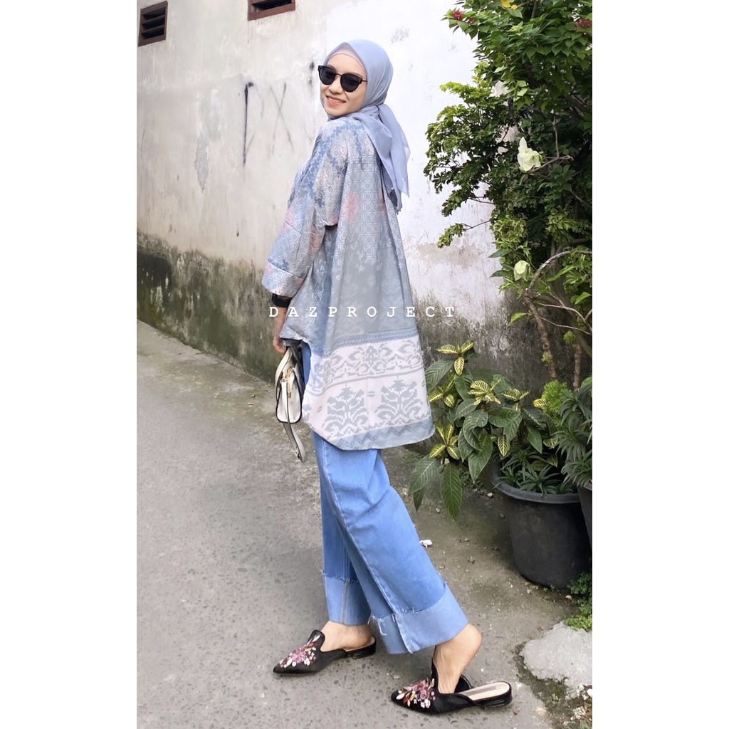 Anindya Shirt Kemeja Oversized Motif wanita tangan 3/4 kemeja kerja wanita LD 135 Kemeja Oversized by DAZPROJECT