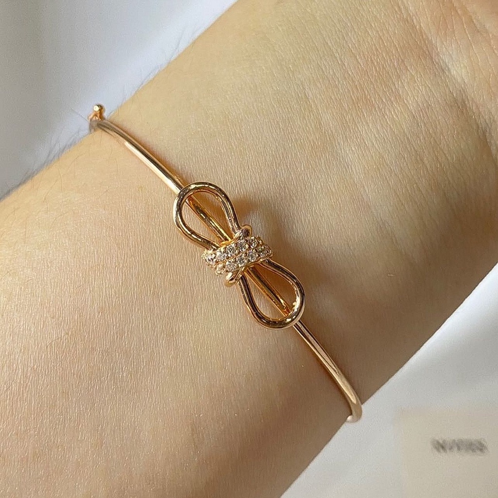 Banyak motif yaa Gelang bulat anak dan dewasa emas asli 750 75 17k rosegold infinity love kaku kawat bola permata panah pita bow ribbon keylock oval tangan aesthetic korea gold 3 4 gram gr g