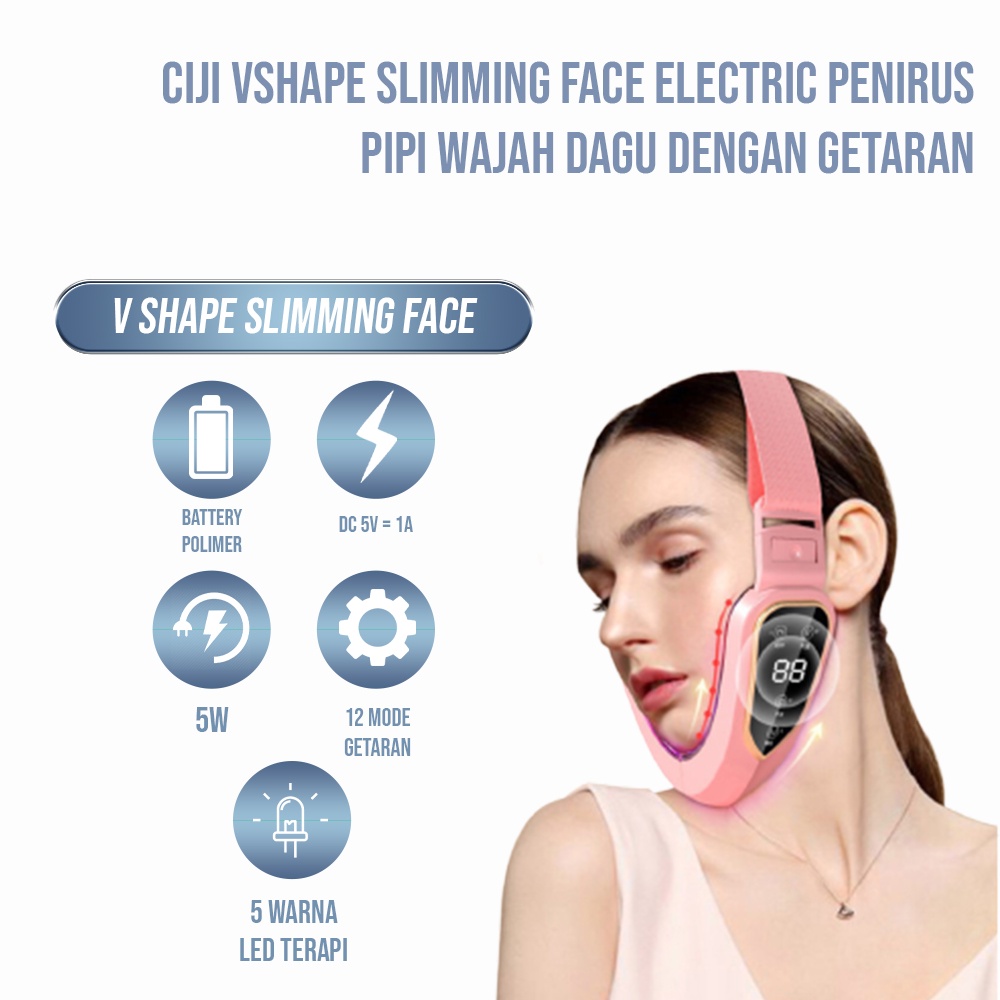 CJVS-SFE TINO Vshape Slimming Face Electric Penirus Pipi Wajah Dagu Dengan 5 Mode Getaran/alat penirus pipi wajah