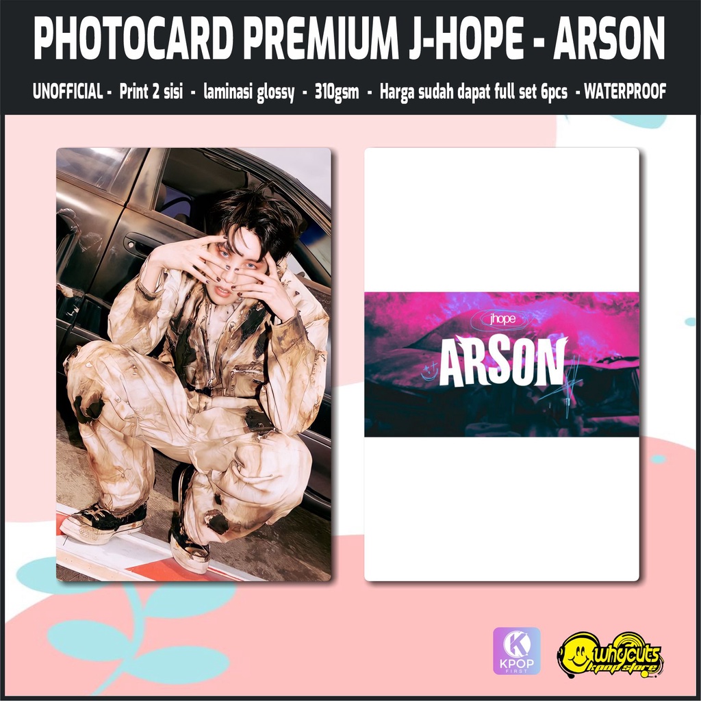 Photocard Set Premium J-HOPE ARSON / print 2 sisi super glossy / anti air tidak luntur / isi 6 pcs