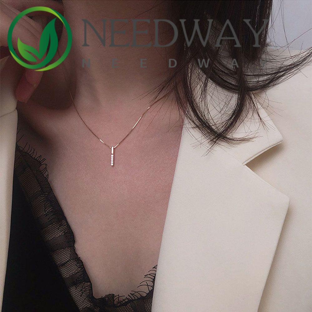 Needway  Adjustable Jewelry Chic Fashion Accessories Necklaces Pendants Geometry Trendy for Women Charm Long Strip Simple Clavicle Chain/Multicolor