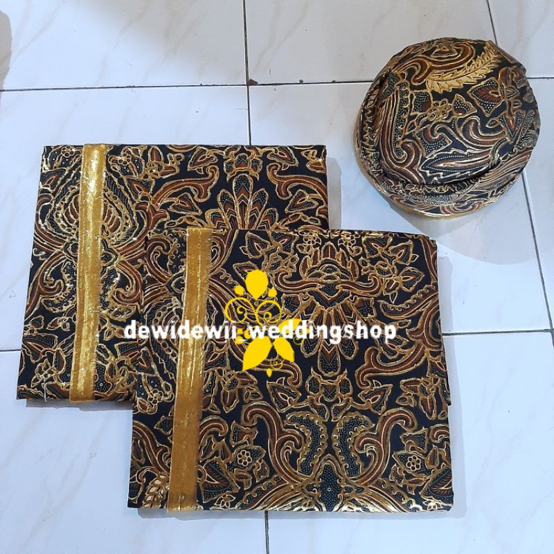 Set Jarik + Blangkon Pengantin (LEMBARAN/ INSTAN), Motif Pisang Bali