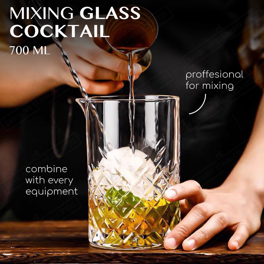 Crystal Mixing glass gelas shaker kaca tebal besar bartender cocktail 700ml