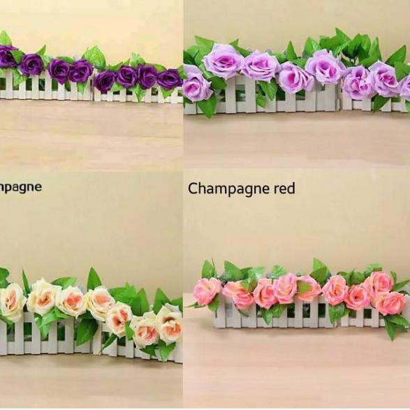 Import Terlaris ARIANI1318 BUNGA RAMBAT MAWAR BESAR / MAWAR JALAR ARTIFICIAL PALSU DEKORASI RUMAH