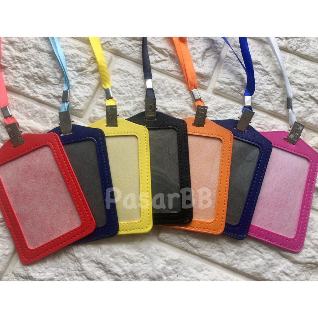 

Name Tag Id card Kulit Kombo Gantungan Tali Jepit Besi Aneka warna