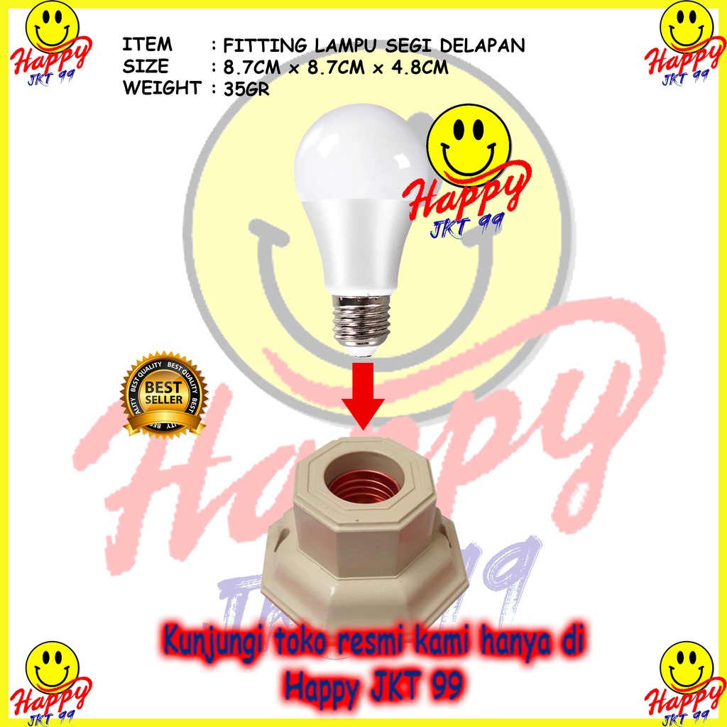 FITTING LAMPU PLAFON SEGI DELAPAN YADI