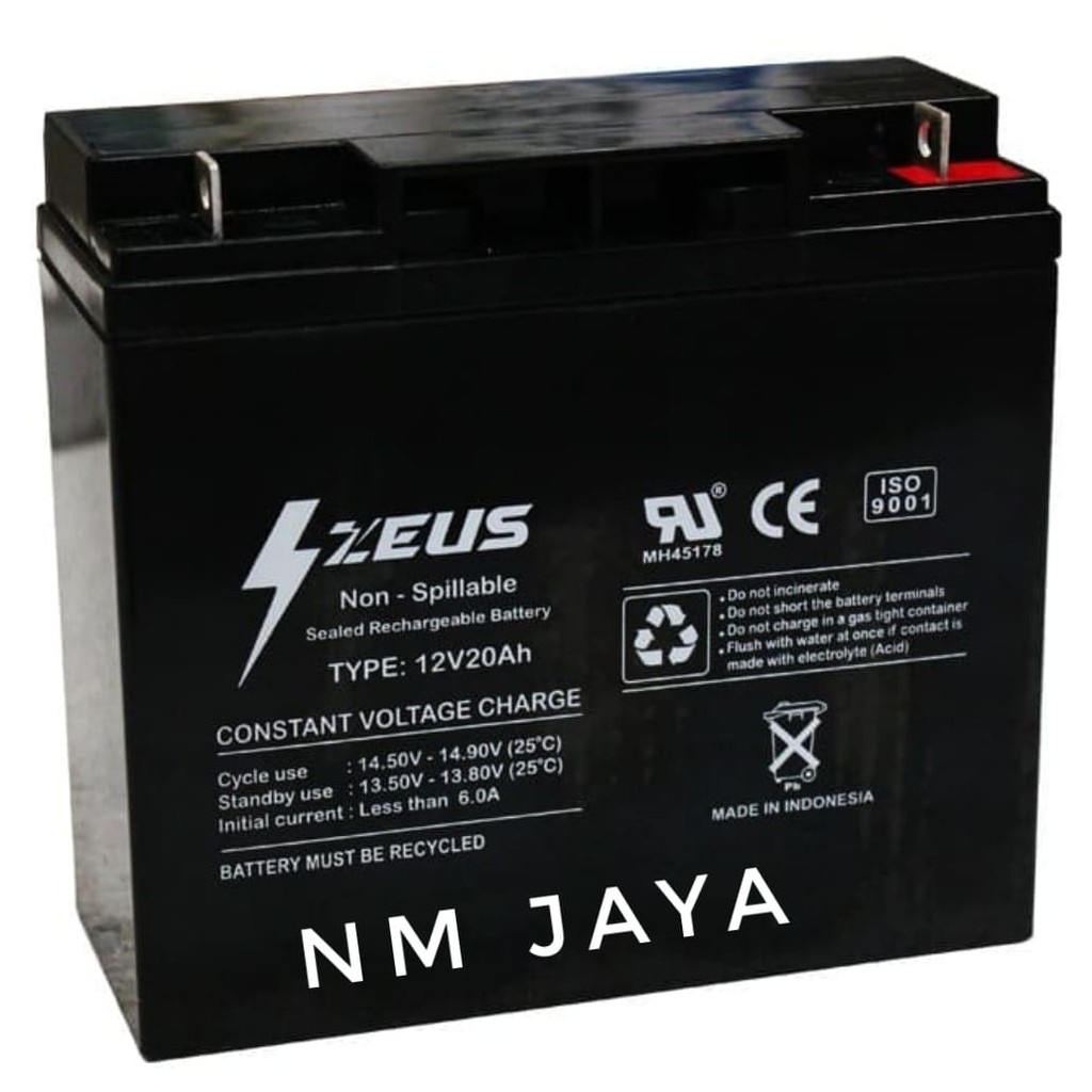 Aki Sepeda Listrik Aki Kering Baterai Sepeda Listrik Zeus 12V 20Ah 12 V 20 AH ISO9001