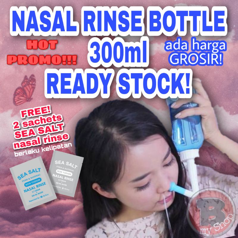 READY STOCK WATERPULSE - 300ML BOTOL CUCI HIDUNG (+ FREE 2 SACHETS GARAM NR) - NASAL RINSE BOTTLE - BOTOL PEMBERSIH HIDUNG