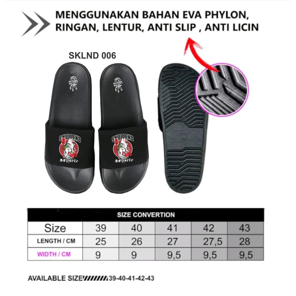 SKULLEND Sandal Pria Wanita Slide Slip On Karet - Sendal Santai Flip Flop Premium Distro