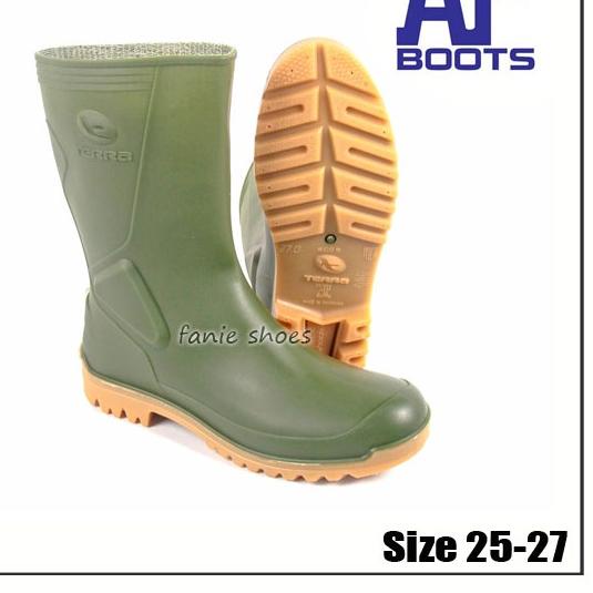 AP Boots Terra ECO 5 Hijau Pendek / Sepatu Boots Safety / Sepatu Proyek Kebun Bangunan Kerja