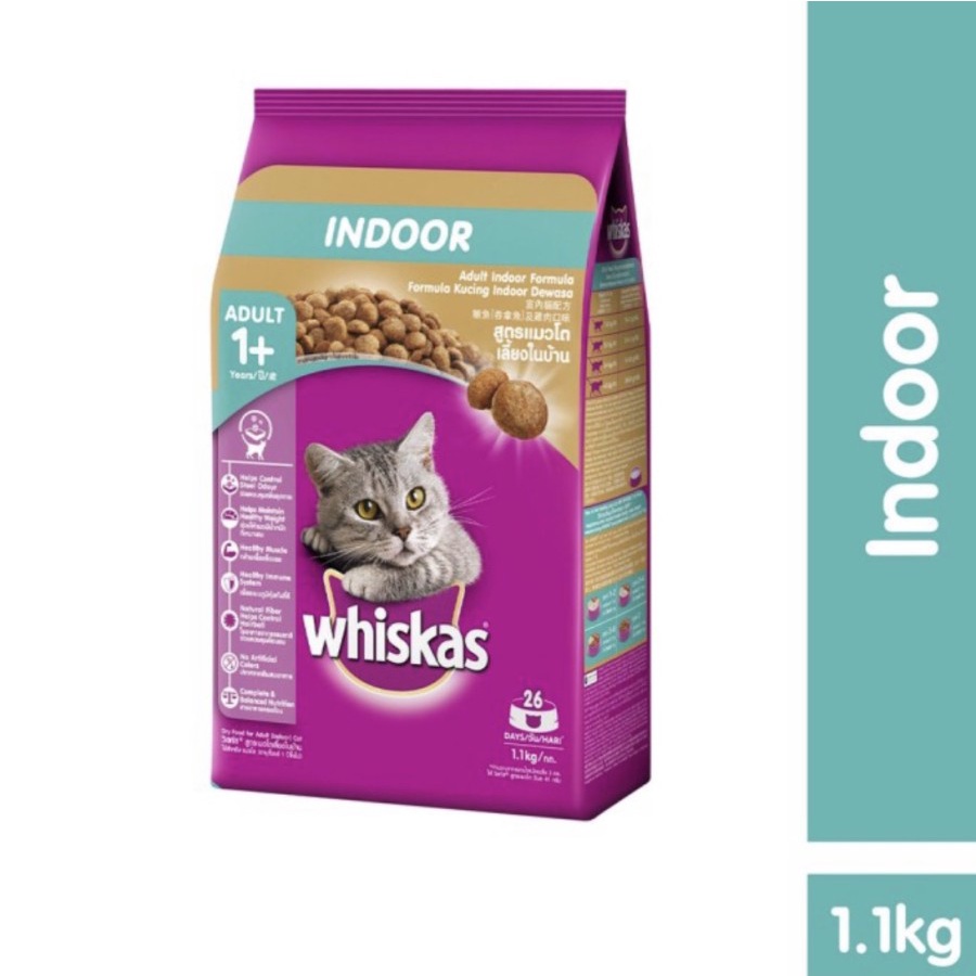 Whiskas Indoor Adult 1.1kg - Makanan Kucing Dewasa - Adult Cat Food