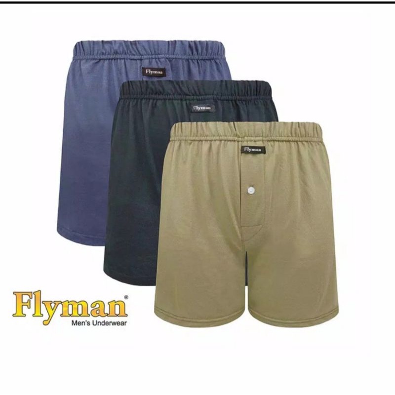 FLYMAN FM 3330 celana dalam Boxer Santai Cotton Basic (3 pcs)