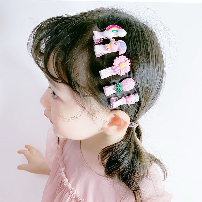 [10 Pcs/Set Korean Children's Cartoon Hair Clips  ] [  Soft Ceramic Children's Hairgrips  ] [Simple Cute Cream Ice Cream Cloud Barrettes  ] [  Girl Silicone Cartoon Hairpin Hair Accessories ]