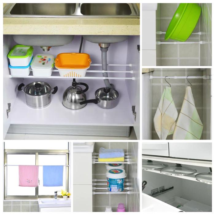 Tiang Panjang Pendek Serbaguna Tirai Korden Lemari Dapur dll 55-90cm Kualitas Terjamin