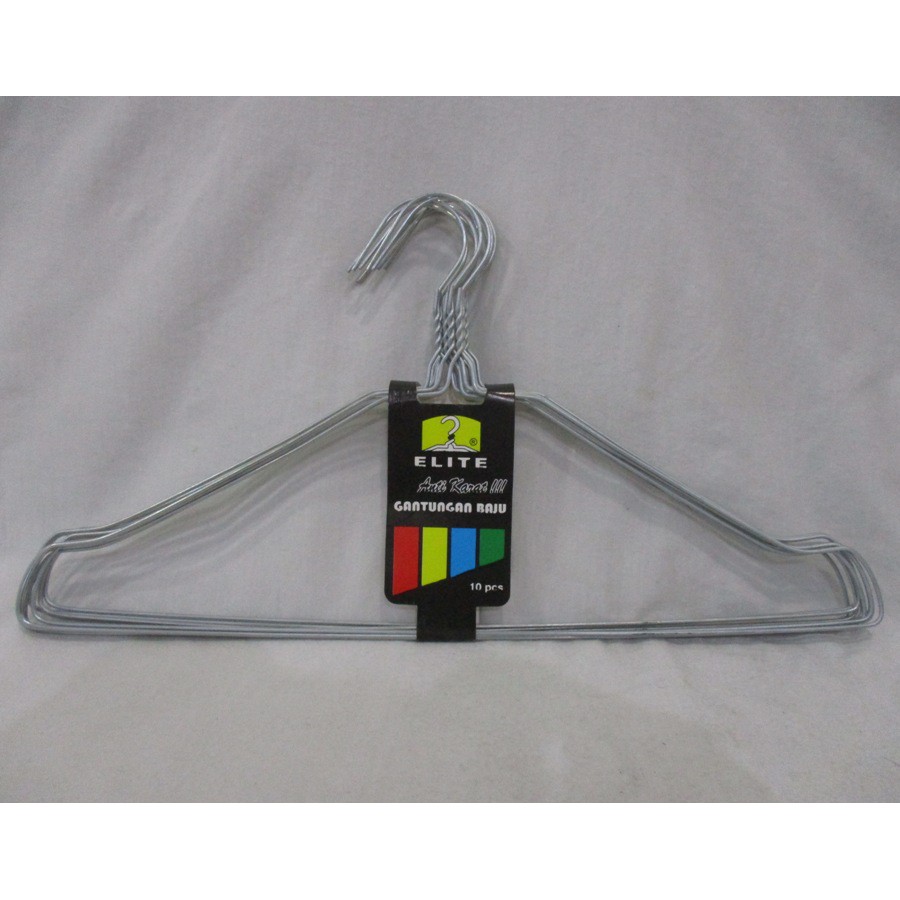 ELITE Gantungan baju kawat Bahan Anti Karat laundry hanger baju Set ISI 10 Pcs  Murmer