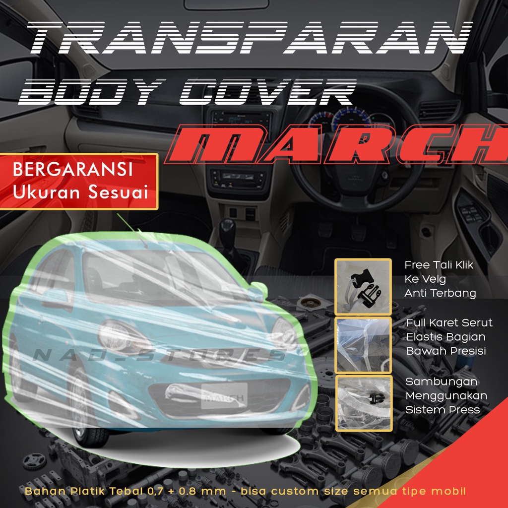 Sarung Mobil march Etios Plastik Body Cover Mobil march Etiso Valco Bening Transparan