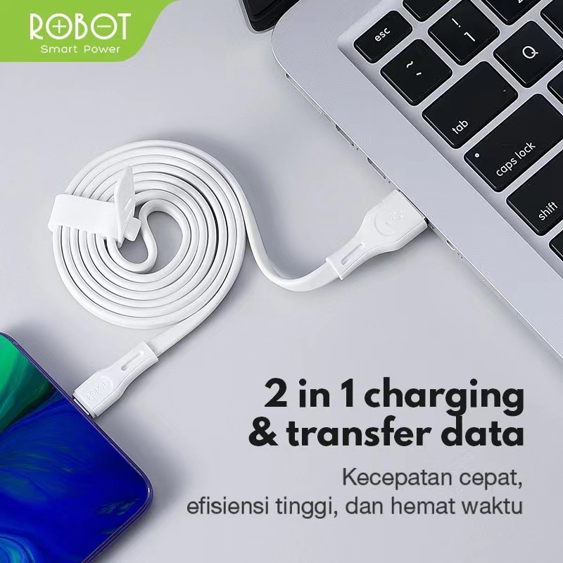 Kabel Data ROBOT Micro USB Type C Lighting 1M Data Cable Original Fast Charging - Garansi Resmi 1 Tahun