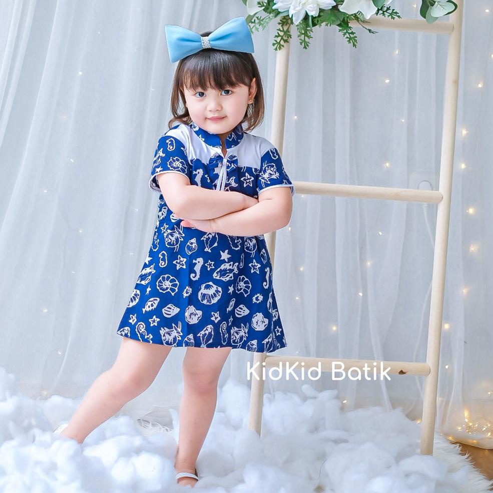 GPA.26Au22ᴰ ‑ Batik Couple Anak Batik Anak Couple Kakak Adik Baju Warna Navy Biru Dongker