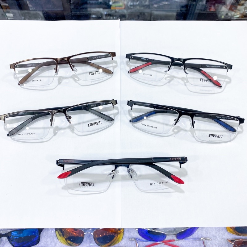 PROMO FRAME FERRARI 8514 KACAMATA SPORT COWOK PRIA MODEL HALF GANTUNG BESI KUAT AWET Free box