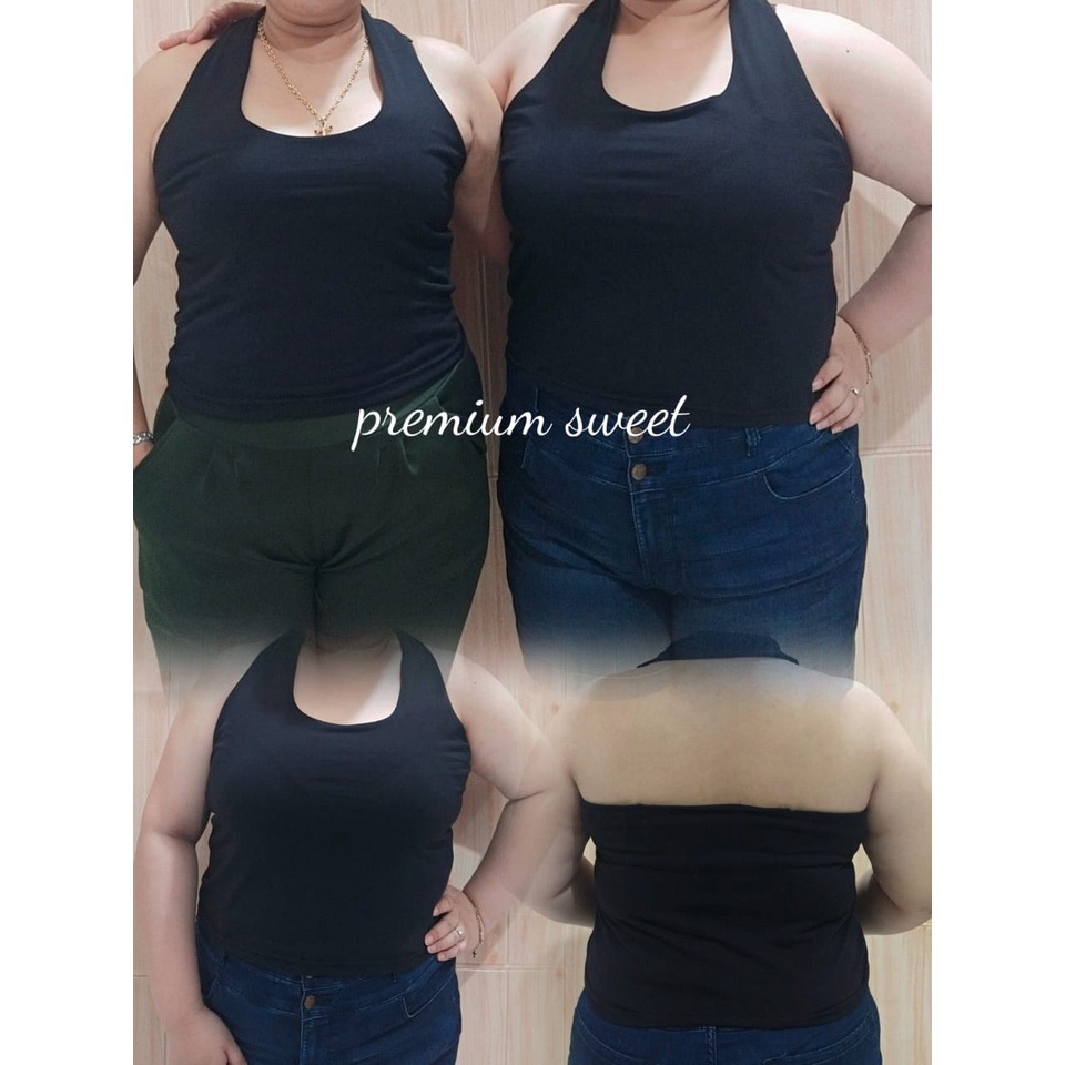 PREMIUM SWEET - HALTER TOP Tanktop Jumbo Korea Crop Top Korean Halter Tank Top - NAURA