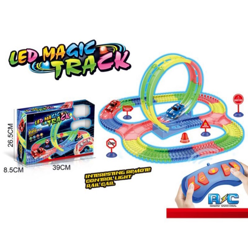 Mainan anak cowok LED MAGIC TRACK REMOTE CONTROL RAIL Mainan mobil mobilan twister tracks