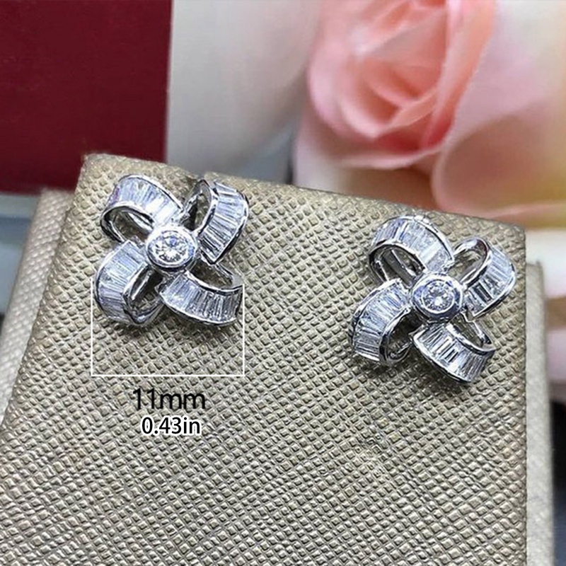 Anting Stud Kristal Cubic Zirconia Bentuk Kincir Angin Untuk Wanita