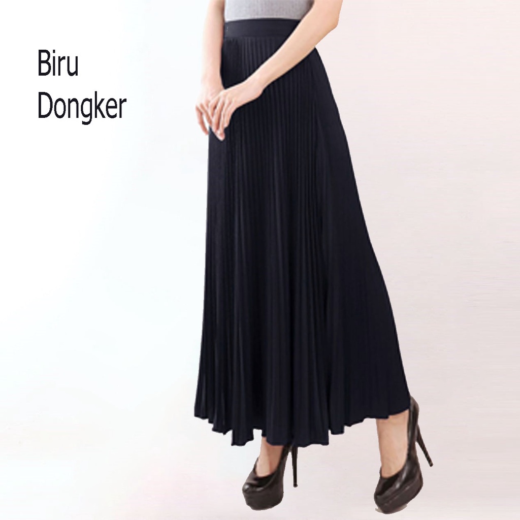 Rok Plisket - Rok  Wanita Bahan Premium ( Varian 1 )-NAVY GELAP