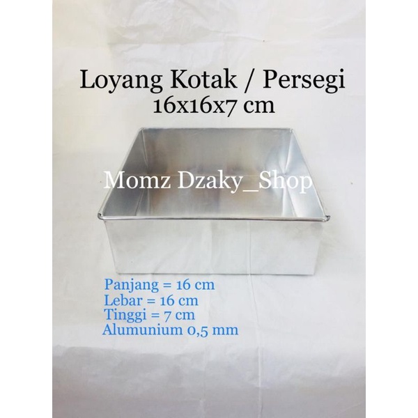 Loyang Kotak 16x16x7 cm Cetakan Kue Bolu Lapis Persegi Alumunium Tebal Anti Lengket Termurah Terlari