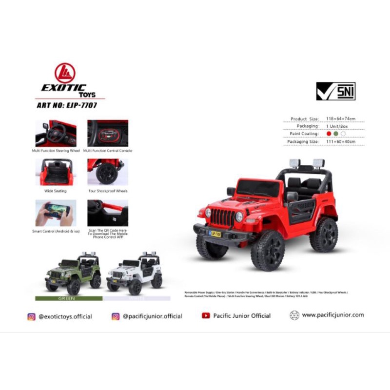 jeep aki mobil mainan anak exotic 7717 7716 7707 7706 7704 7723 8288 pmb-5