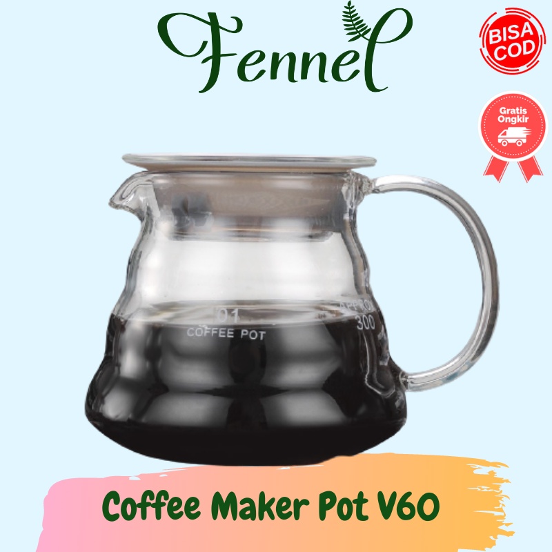 Teko Kopi Barista Borosilicate Glass V60 Drip Kettle 360ml SE101