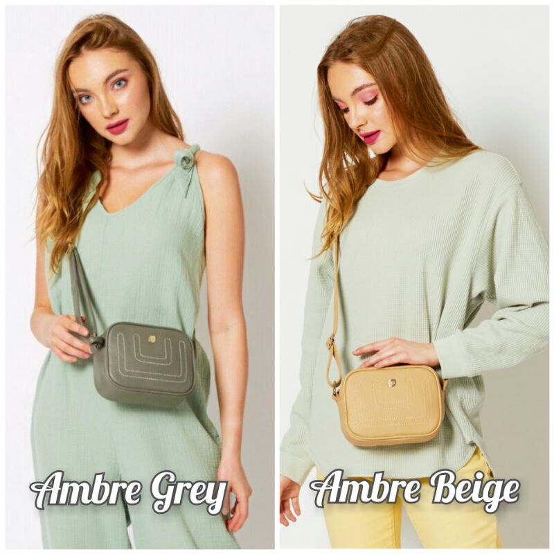 TAS SELEMPANG AMBRE GREY / AMBRE BEIGE BRUNBRUN PARIS - BT7562G3 BT7563B4