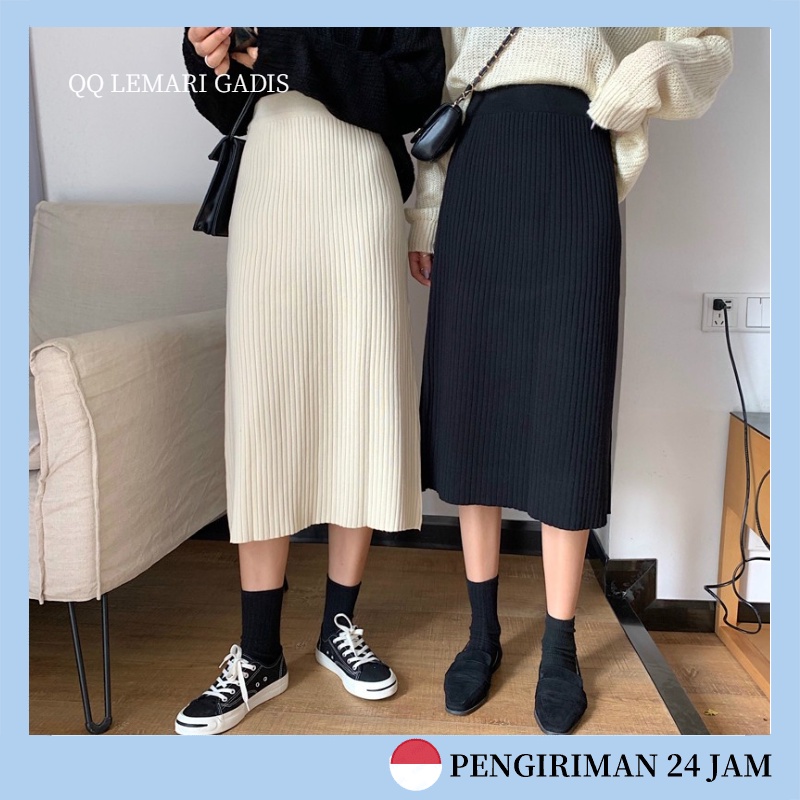 READY Skirt/Midi skirt/Rok panjang/Fashion wanita Rok Korea Rok rajut panjang Rok panjang korea RA85