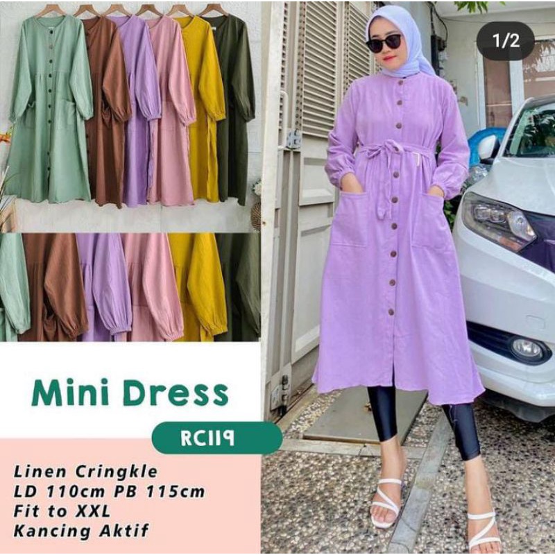 mini dress polos kancing