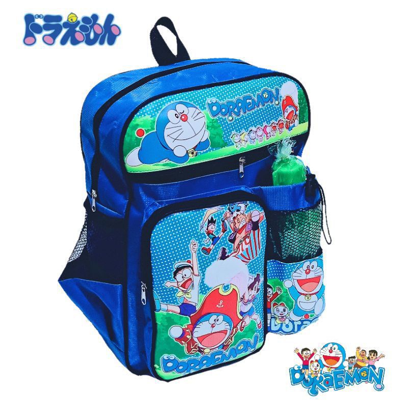 Tas ransel anak Doraemon gratis waistbag+topi+botol minum - tas anak