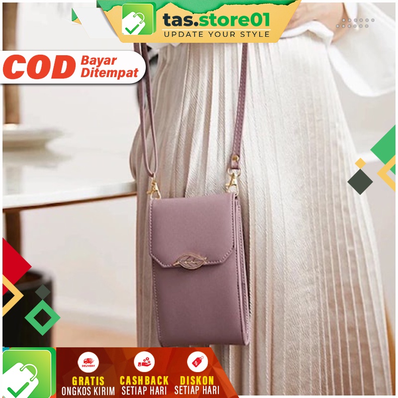 Tas Selempang Rhododendron Dompet Mini Tempat HP Wanita Tali Panjang Slempang Pocket Simple Elegan K