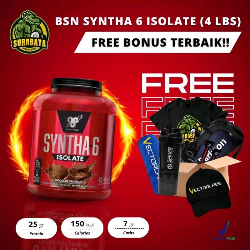 BSN Syntha 6 Isolate 4 Lbs Syntha6 Syntha-6 Whey Protein Isolate BPOM