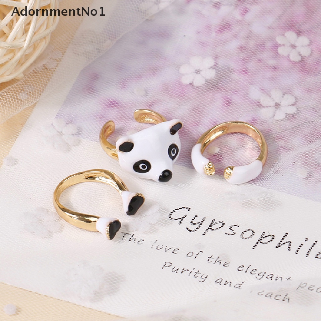 (AdornmentNo1) 3pcs / set Cincin Metal Kombinasi Desain Panda 2022 Beijing