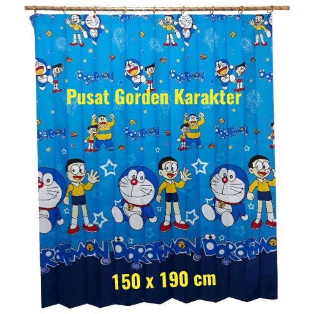 Gorden Jendela Tanggung atau Pintu Lebar Doraemon Premium Ukuran Lebar 150 cm x Tinggi 190 cm
