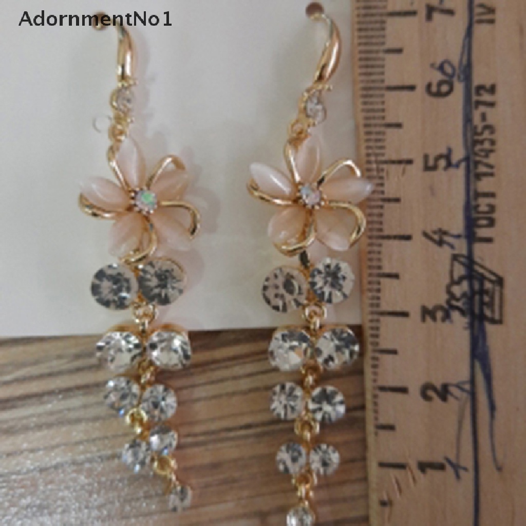 (AdornmentNo1) 1 Pasang Anting Tusuk Gantung Bahan Akrilik Desain Bunga + Opal + Berlian Imitasi Gaya Elegan Untuk Wanita