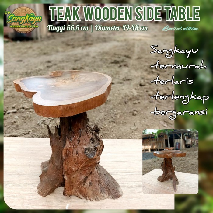 Meja kayu jati unik amazing teak wood wooden table Coffeetable side 17